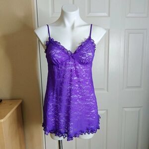 Victoria's Secret The Lacie purple stretch lace chemise sz M